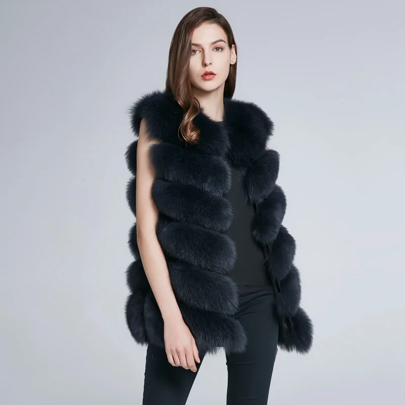JKP Winter Women Natural Fox Fur Coat Medium-long High Quality Real Fur Sleeveless Vest Fashion Keep Warm Leather Top H6X-65C enlarge
