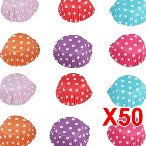 50 X Spotty Dots Muffin Cupcake Paper Cases Liners Cups | Инструменты