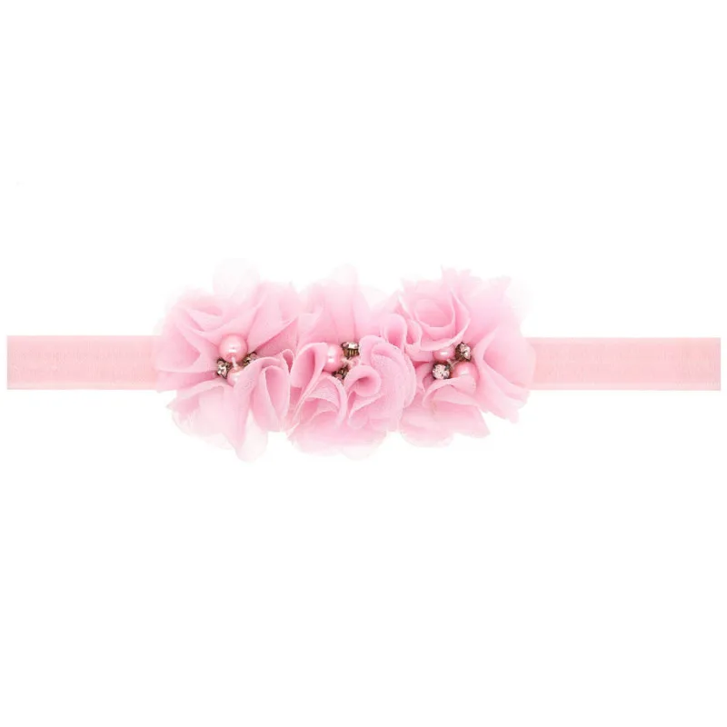 Cute Baby Girls Chiffon Flowers Beads Headbands Elastic Hair Headwear Infants Fashion Decorative Party Accessories | Детская одежда и