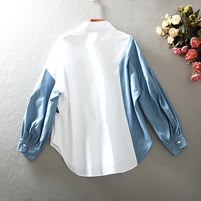 Женская весенне летняя винтажная рубашка с длинными рукавами и цветочной