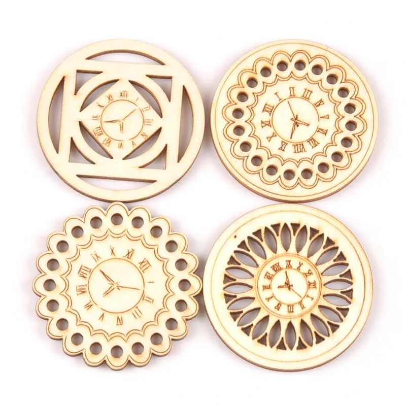 

8pcs mix Round Clock Natural wooden Scrapbooking Carft for Home decor diy accessories Handmade handcraft 45mm MT2142