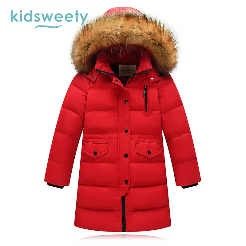 Kidsweety дети Пуховое пальто Обувь для мальчиков девочек прямые WDD толстые тепло