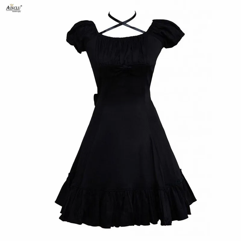 Костюм для косплея Ainclu женский классический черный лолита из хлопка с оборками, размеры S-XXL, подходит для повседневной носки, дней рождения и вечеринок.