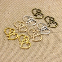 30pcslot 2331mm four color antique metal alloy double heart charm jewelry pendant findings