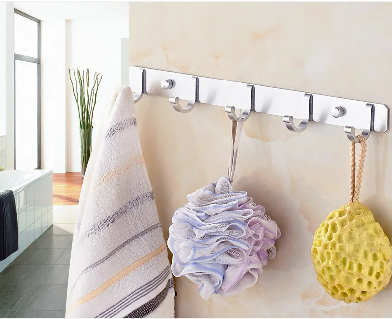 

1PC Space Aluminum Clothes Hooks Coat Hooks Silver Gold Color Towel Hooks Bathroom Products 5 Hooks NG 012