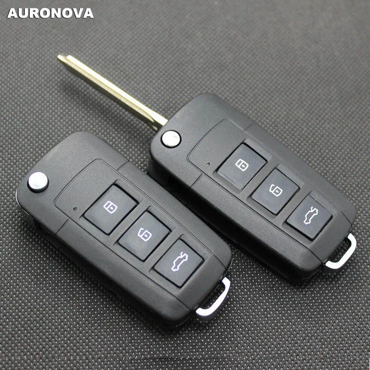 

AURONOVA for Toyota Yaris Highlander Camry Remote Key Car Styling 3 Buttons Remote Car Key Case With Uncut Blade