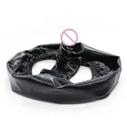 Лакированные кожаные трусики, фаллоимитатор, вагинальная Анальная пробка пенис, целомудрие, нижнее белье для флирта, секс-игрушки для взрослых