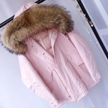 huge brown color fur Большой натуральный мех енота, высокое качество, зимняя куртка для женщин, теплый женский длинный пуховик, куртка на белом утином пуху, свободное зимнее пальто - Цвет: huge brown color fur