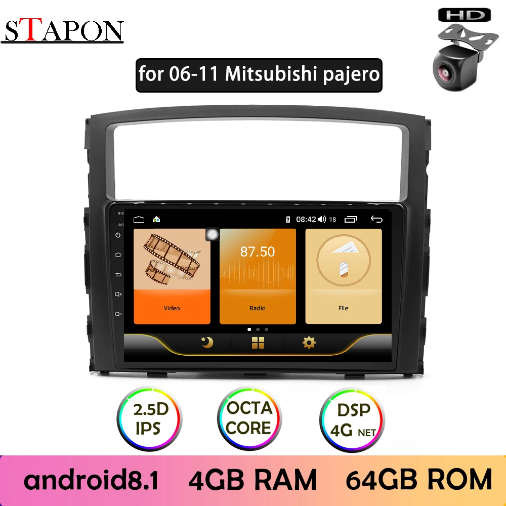 STAPON 9 дюймов для Mitsubishi pajero Android 8 1 4GBRAM + 64GBROM IPS DSP 4G Автомобильный мультимедийный