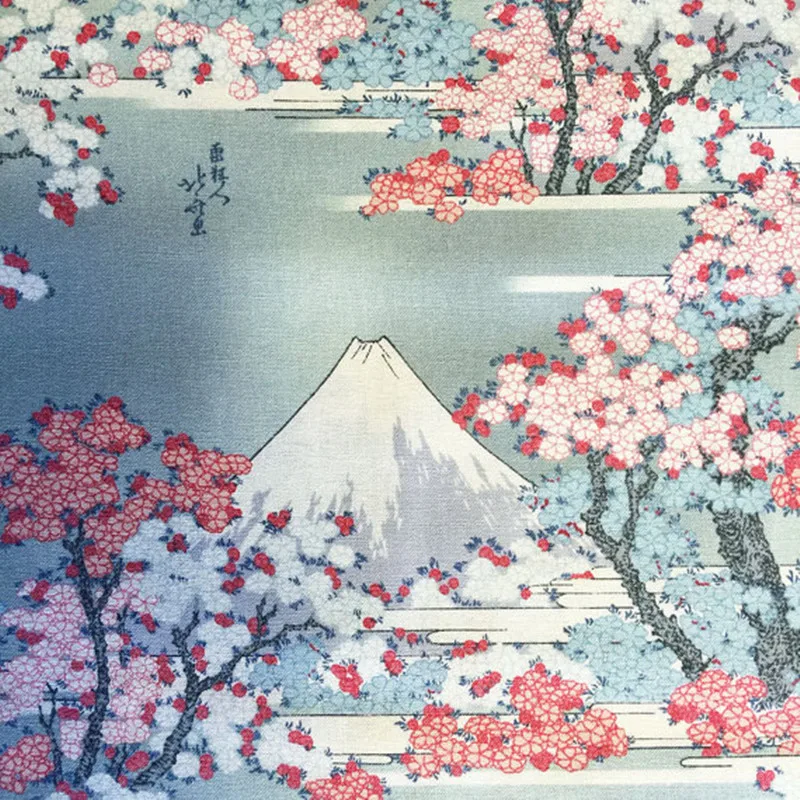 100x140 см японская винтажная стильная ткань для платьев Fuji Cherry Blossom|Ткань| |