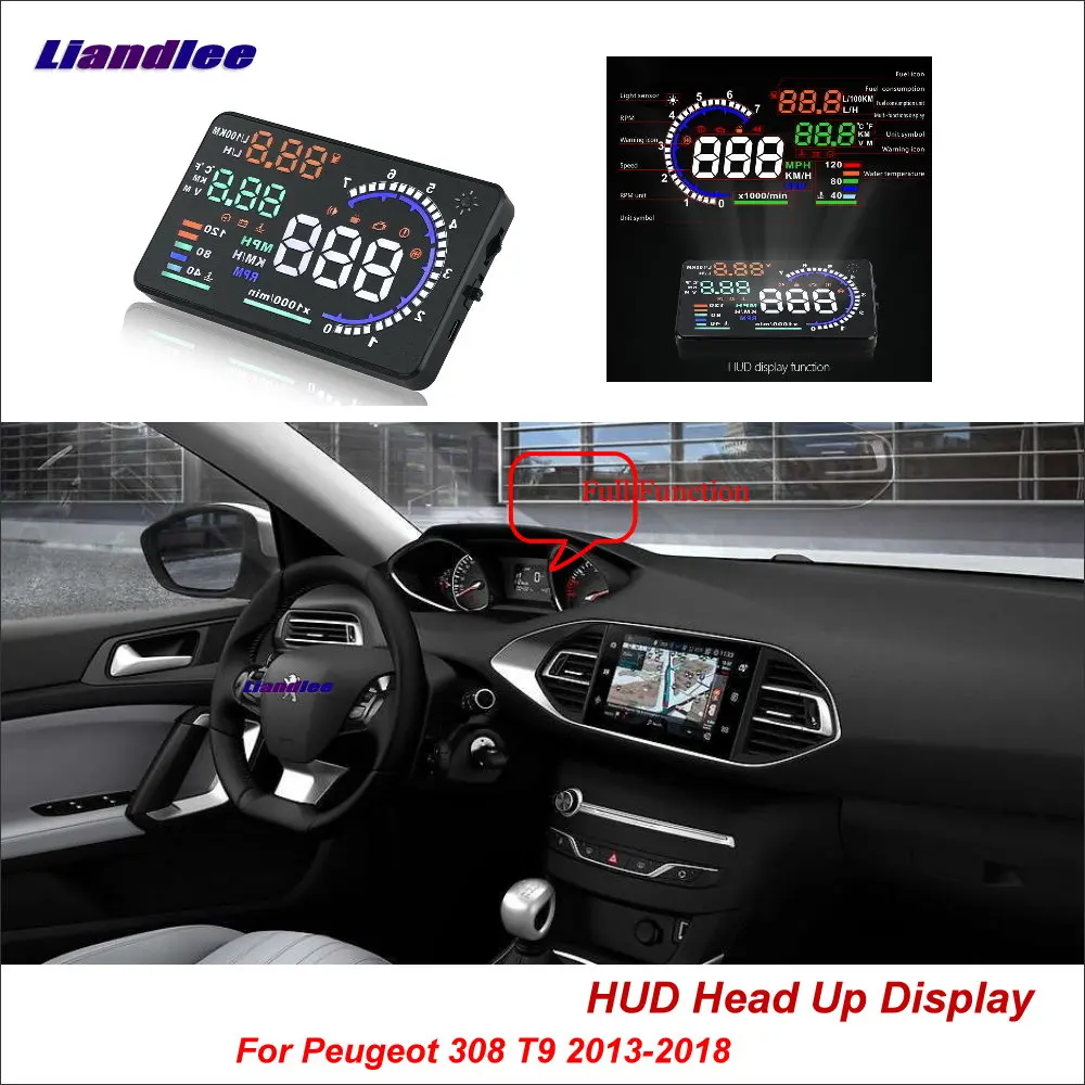 Liandlee Автомобильный дисплей HUD для Peugeot 307 308 T9 2013 2018 безопасный экран вождения OBD II