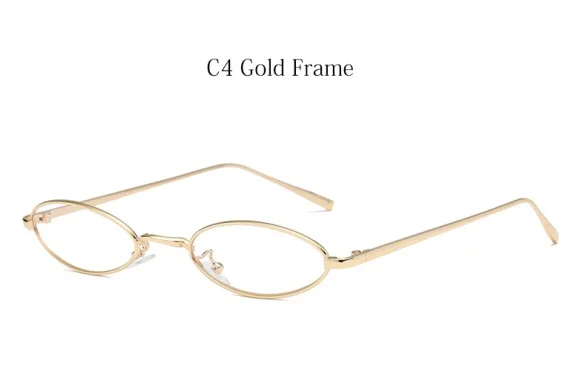 C4 Gold Frame Маленькие овальные солнцезащитные очки для женщин, Ретро стиль, металлическая оправа, очки, модные, маленький размер, красные, желтые, прозрачные линзы, солнцезащитные очки,, новинка, UV400 - Цвет линз: C4 Gold Frame