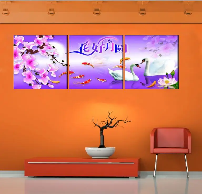 3 шт. декоративные картины на холсте лебедей|paint on canvas|art picturesmodern wall painting |