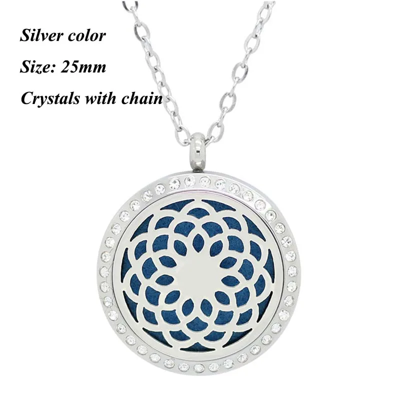 25mm silver stone Carvort духи оптом ожерелье эфирное масло медальон со светорассеивателем 20 мм 25 мм 30 мм 316L нержавеющая сталь арома-кулон розовое золото - Окраска металла: 25mm silver stone