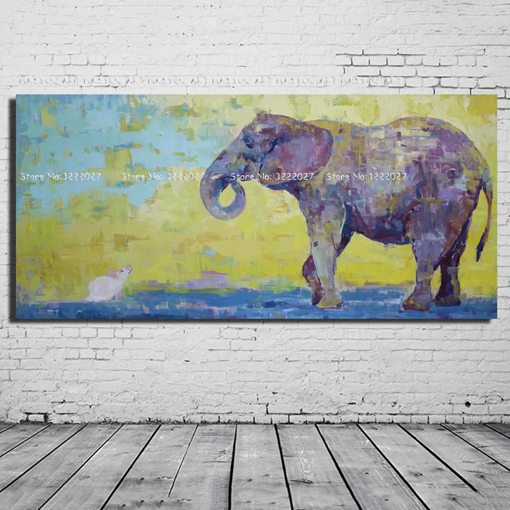 Новинка ручная работа большой современный холст Картина маслом животные картины