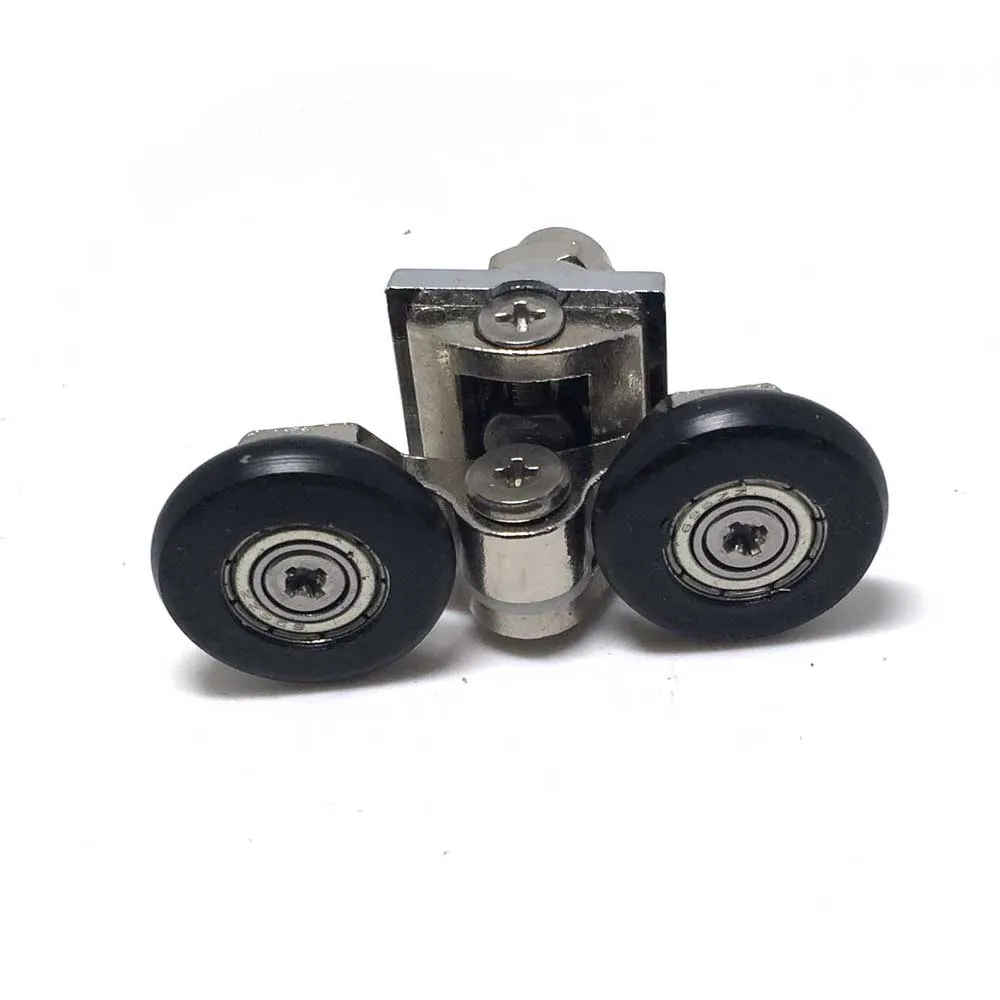 

4Pcs 22/25mm Zinc Alloy Twin Bottom Top Shower Door Rollers Pulleys Wheels Runners Wear-resistant Wheels Feature Smooth