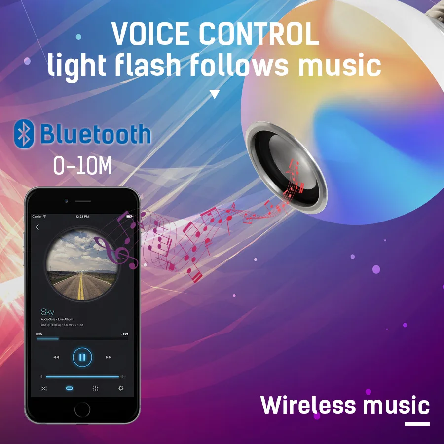 DINGDIAN светодиодный bluetooth-динамик RGB + белая круглая лампа 10 Вт 110 в-265 в беспроводной
