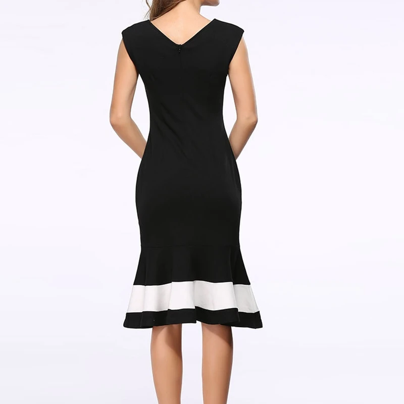 Женщины сексуальная рукавов труба dress elegant lady лето русалка носить на работу офис