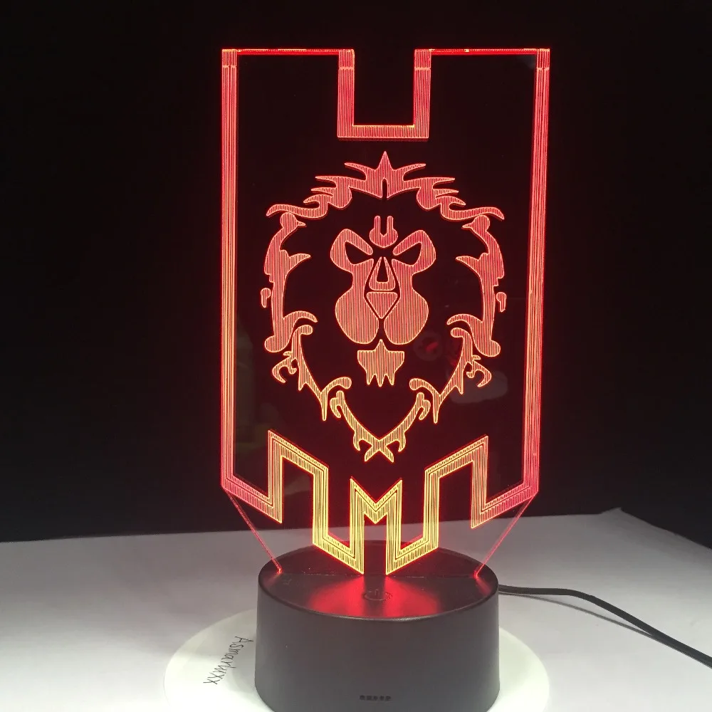 LED World of Warcraft 3D лампа Альянс Племенной знаки по сравнению с пультом дистанционного