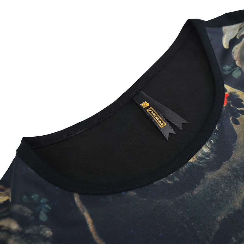 FANZHUAN Featured Brands Clothing Summer Mens Casual T Shirts Flower Print For Man's Short Sleeve Slim T-Shirts Male Tops Tee | Мужская