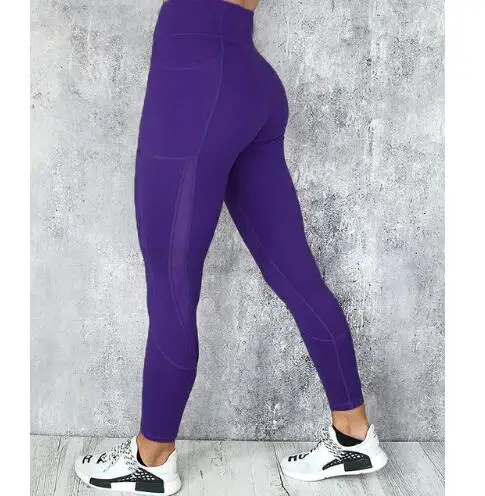 Purple CHRLEISURE сетчатые спортивные Леггинсы, спортивные женские штаны для фитнеса, йоги, женские Леггинсы для йоги, ботиночки с высокой талией, штаны - Цвет: Purple