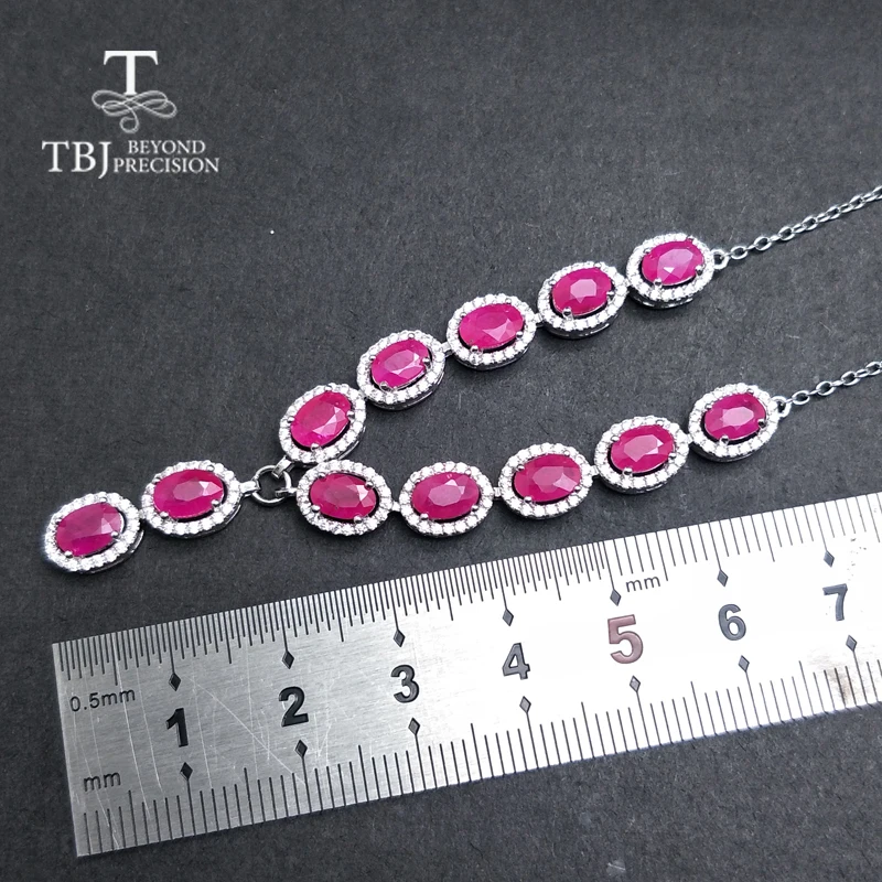 TBJ, натуральный рубин Овальный 4*6 мм 7.95ct, S925 серебро благородный дизайн ожерелье и кулон, лучший подарок для женщин девушек леди, помолвка подарок одежда