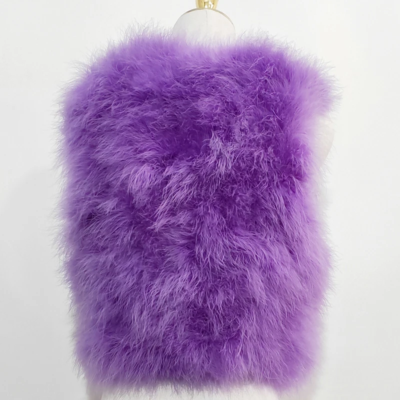 Real natural ostrich wool vest, 100% turkey hair, color customizable real fur coat encryption fur vest