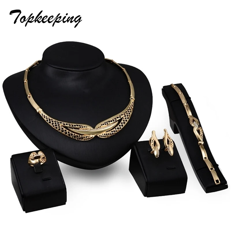 4 шт. Женский комплект из колье серёг и браслета с австрийским кристаллом|jewelry sets