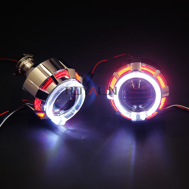 ROYALIN мини линзы проектора bi xenon светодиодный DRL ангельские глазки двойные Halo Кольца для мотоцикла Авто головной светильник H4 H7 использование H1 лампы 2,0