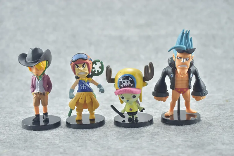 New hot sale 9pcs/set ONE PIECE Luffy Nami Zoro Chopper Sanji Brook FRANKY travel ver. 9CM gift for children free shipping | Игрушки и