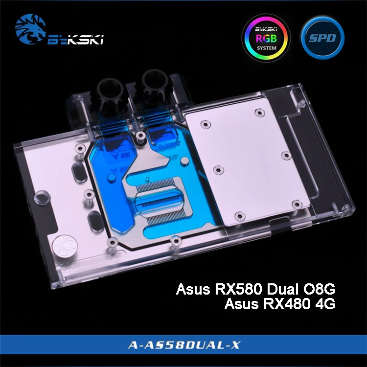 

Bykski A-AS58DUAL-X, Full Cover Graphics Card Water Cooling Block for Asus RX580 Dual O8G / RX480 4G