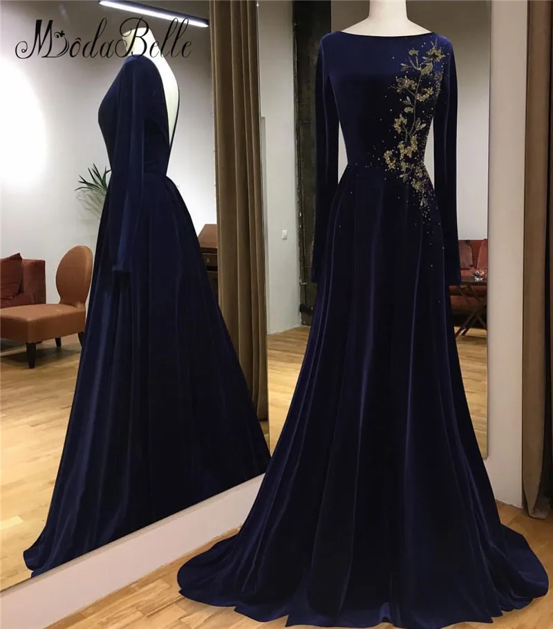 Женское бархатное платье с длинным рукавом Modabelle элегантное вечернее открытой