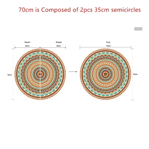 70cm round Богемская текстура 60 см 70 см 80 см круглый стол наклейка для ремонта скатерть гостиная спальня водонепроницаемый ПВХ пленка наклейки на пол - Цвет: 70cm round