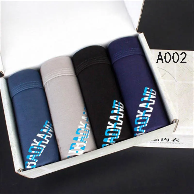 4pieces men's cotton plain underwear gift box four angle pure color pants wholesale | Мужская одежда