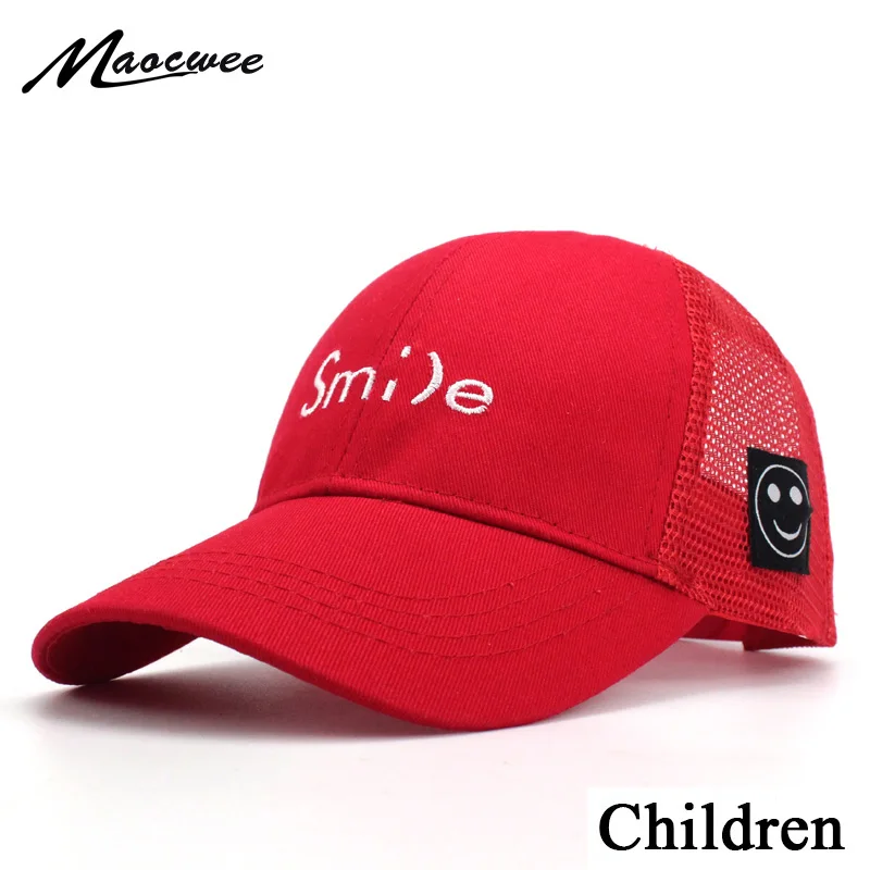 

Children Smile letter embroidery Baseball Cap Mesh Hat Boys Girls Kids Snapback Summer tourism sunshade Sun hat Hip Hop Caps