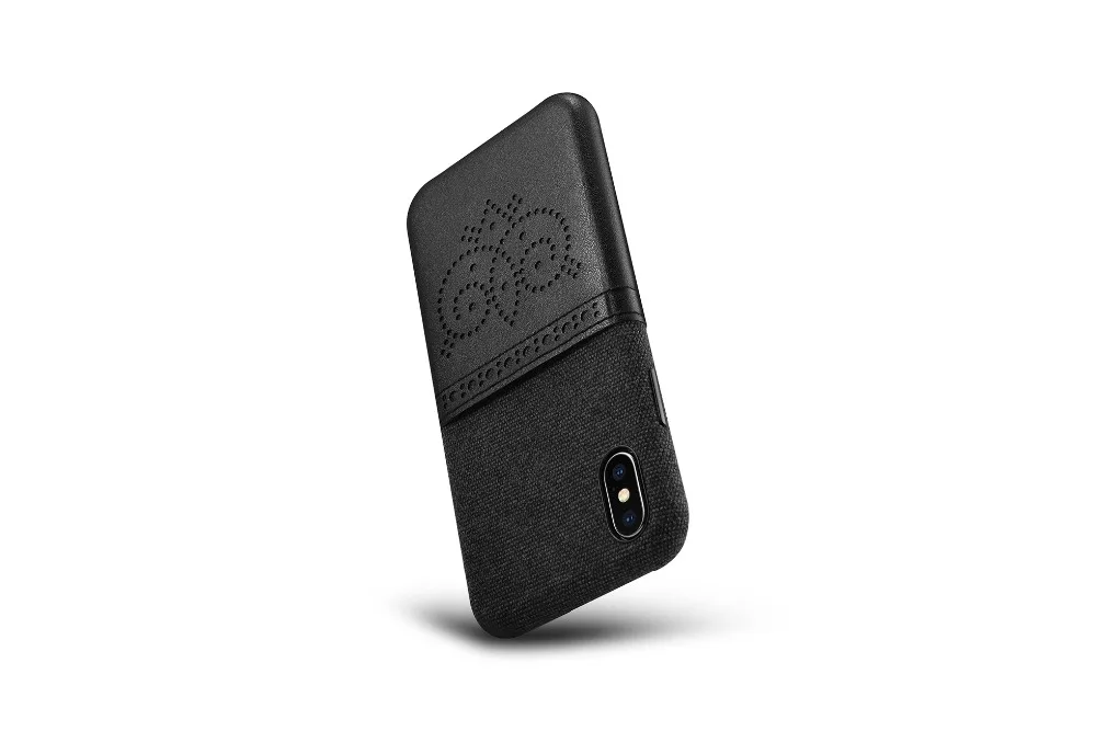 Черный оригинальный XOOMZ для IPhone X Case из искусственной кожи + Ткань телефонные