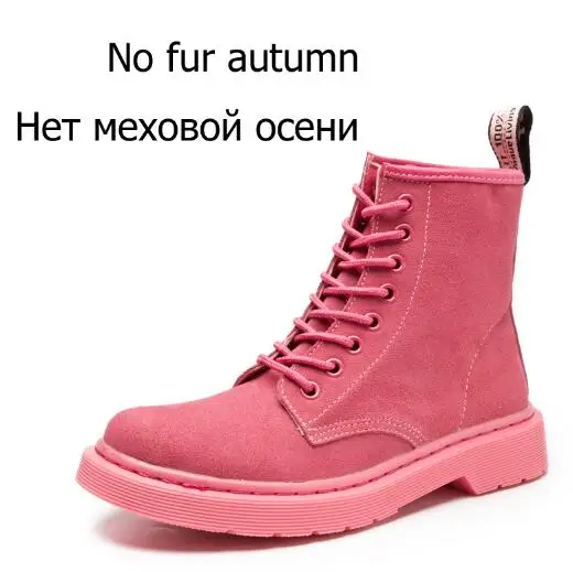 pink No Plush Мужские ботинки ботильоны из коровьей замши Зимняя обувь мужская противоскользящая прокалывающая защитная обувь Большие размеры 35-46, унисекс - Цвет: pink No Plush