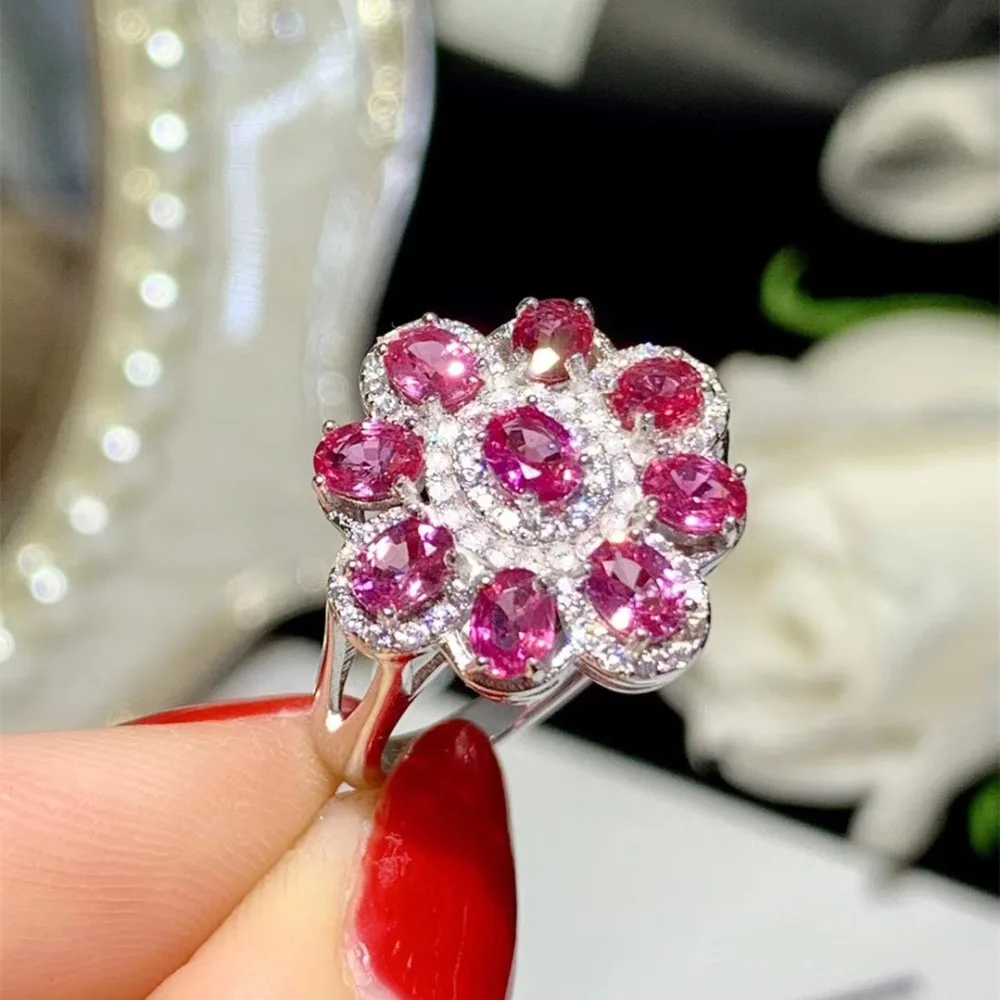 Romantic Fancy Natural Sapphire Rings for Women Wedding 3x4mm Genuine gemstones White Gold color Fine jewelry S925 Silver #442 | Украшения