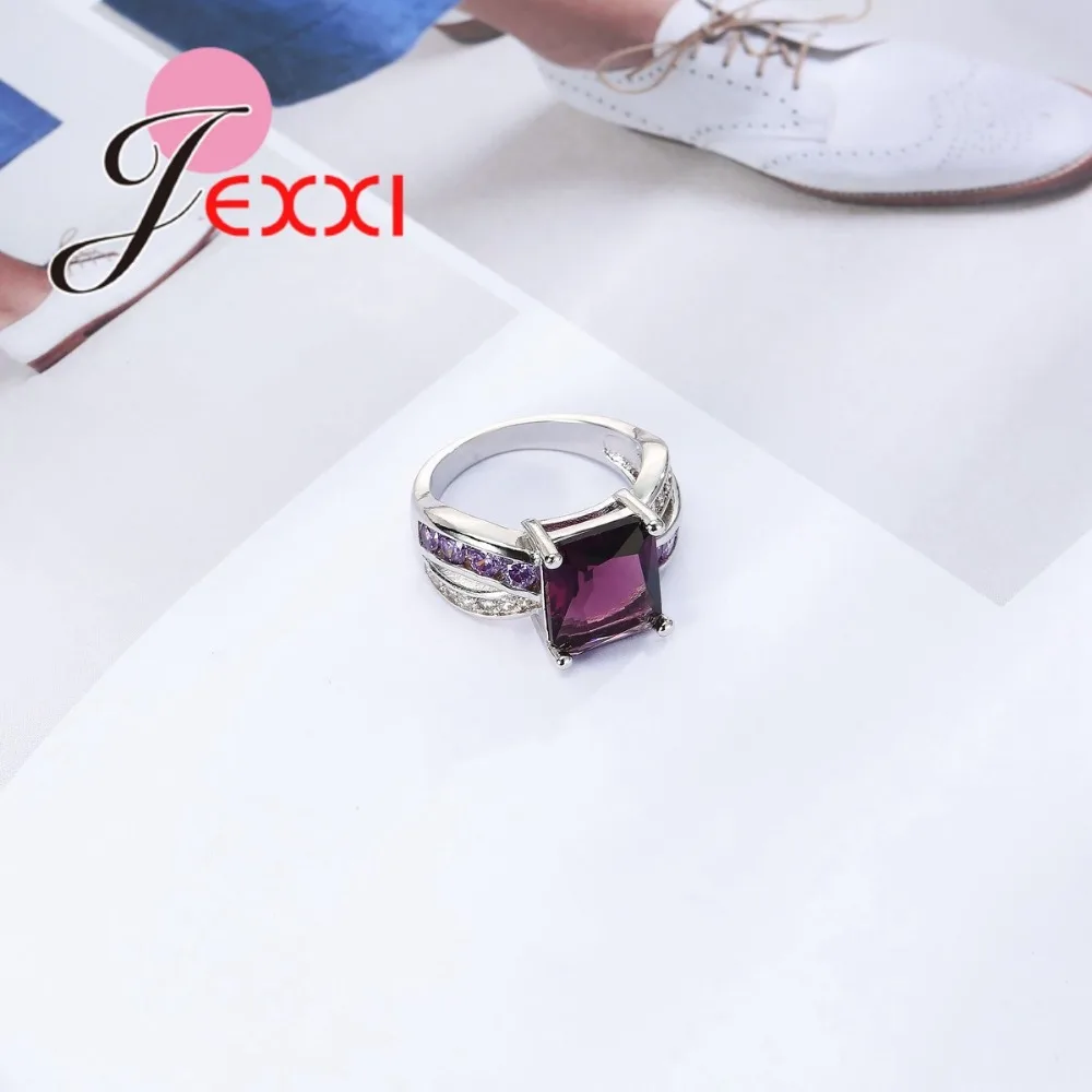 Элегантное кольцо из стерлингового серебра 925 пробы темно фиолетовое CZ модное