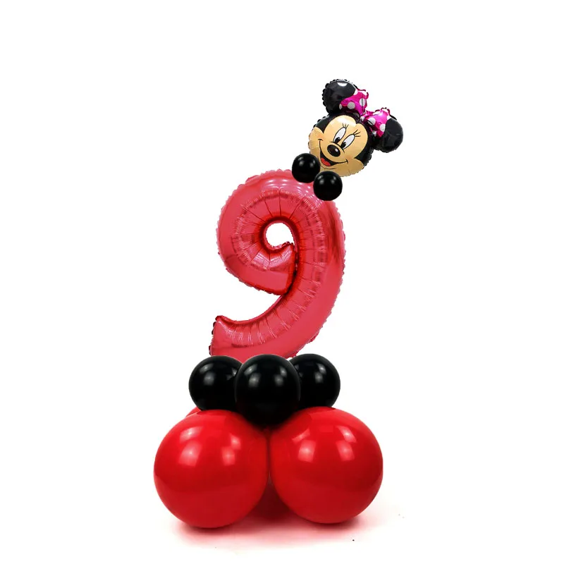 minnie red set(9) KAMMIZAD 17 шт./лот anniversaire Микки красные цифры воздушные шары для 1. Украшения для дня рождения, Детские фольгированные баллоны Минни, балоны - Цвет: minnie red set(9)