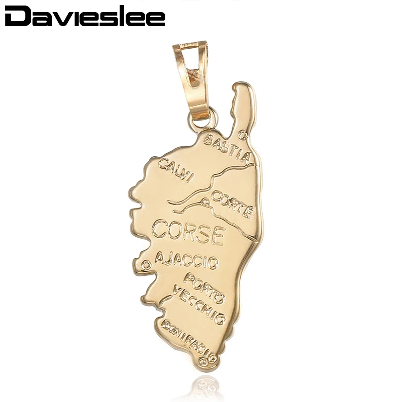 Davieslee подвеска в форме карты для женщин и мужчин Золотая ожерелья женские