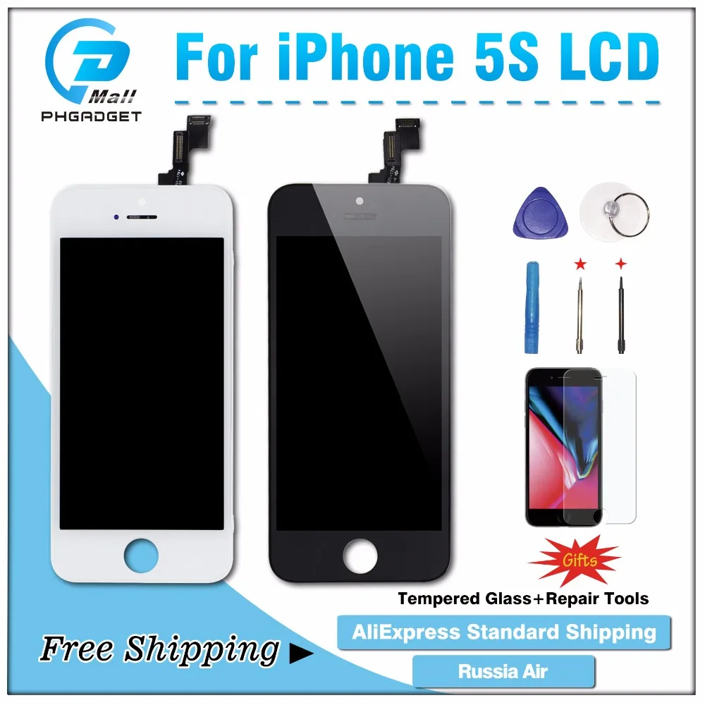 Нормальная Доставка! AAA Лучшее качество LCD + дисплей сенсорный экран для iPhone 5S