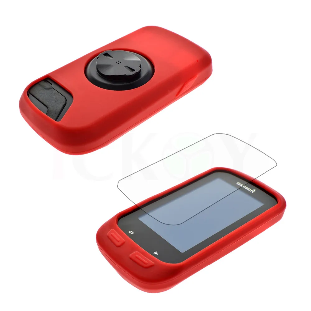 Защитный чехол из красной кожи и силиконовой резины с ЖК экраном для Garmin GPS Edge