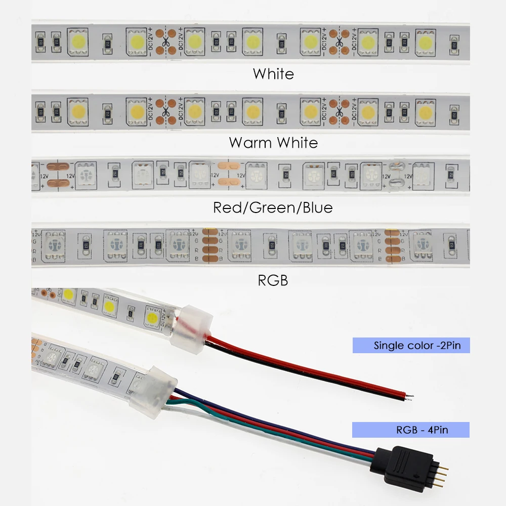 Водонепроницаемая IP68 SMD 5050 Светодиодная лента RGB гибкий светильник DC12V 60 светодиодный s/m Кремниевая трубка на открытом воздухе/под водой Светодиодная лента 5050