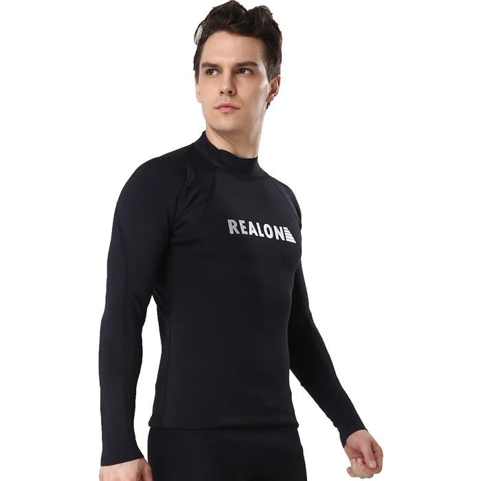 2mm Black REALON 2 мм супер стрейч верхний элемент Гидрокостюма с длинными рукавами неопреновый, для серфинга Плавание Дайвинг Топы Футболка подводное плавание Каякинг - Цвет: 2mm Black