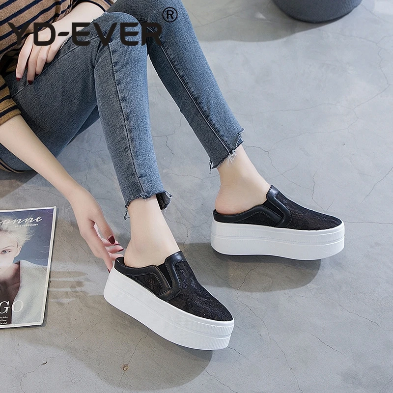 Женские туфли на танкетке с кружевом и цветочным принтом 7 см | Обувь