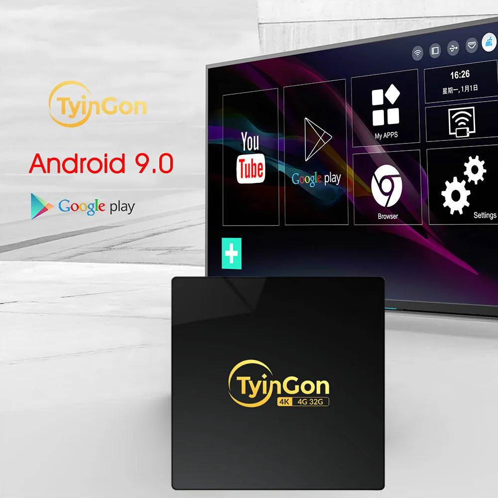 TyinGon Android ТВ приставка 2G16G 4G32G 4K H.265 Смарт ТВ приставка с 1 год iptv