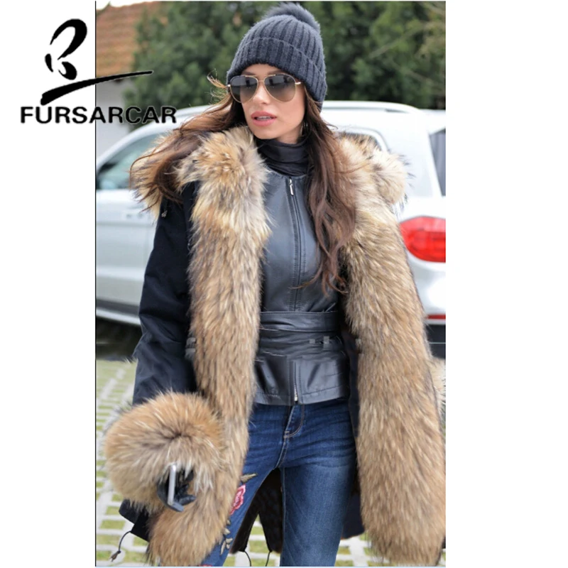 Роскошное Новое Стильное пальто FURSARCAR из натурального меха женская зимняя