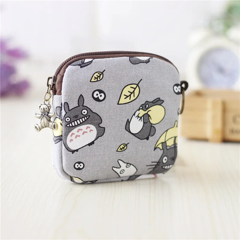 Холщовые женские кошельки для мелочи с мультяшным принтом сумки гигиенических