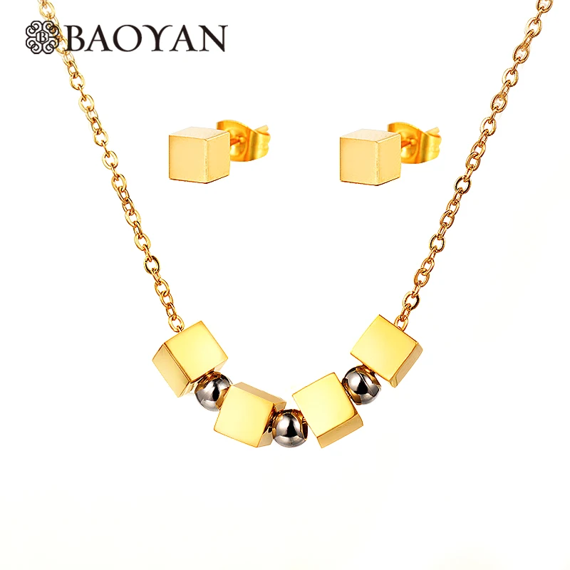 Baoyan Chic 316L Нержавеющая сталь Золото и серебро простой квадратный круглый кулон